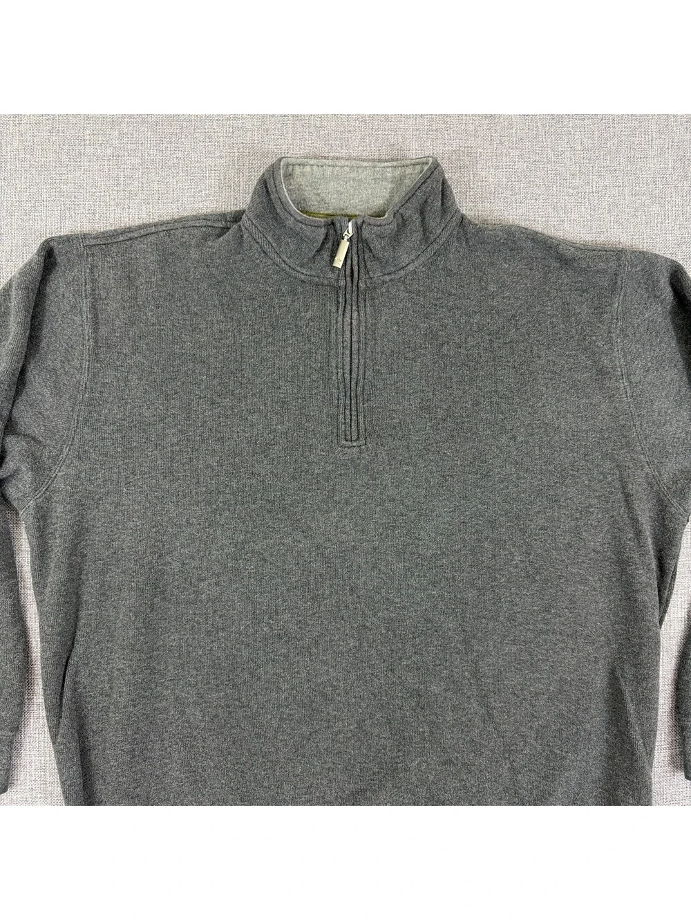 Orvis Mens XL Gray 1/4 Zip Pullover Sweatshirt Cotton Mock Neck